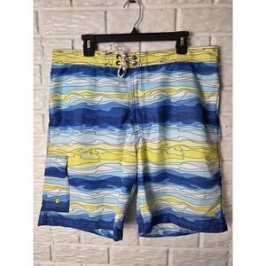 TOMMY BAHAMA Relax swim Trunks Men's size XL Blue Yellow Lined Pockets